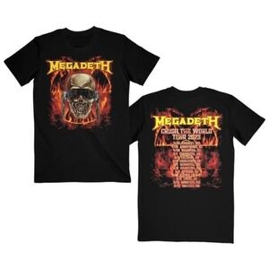 Megadeth Shirt Crush The World Tour 2023 Tee New Black Tshirt 2 Sided